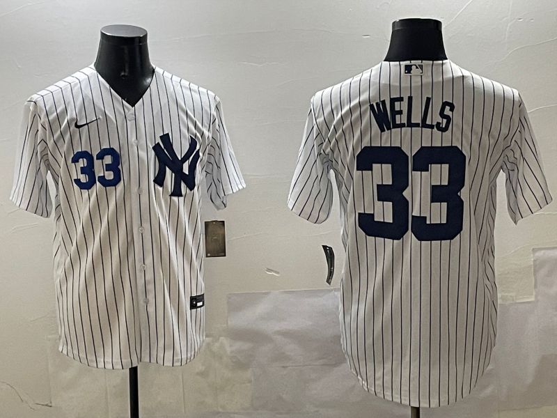 Men New York Yankees #33 Wells White Stripe Game 2025 Nike MLB Jersey style 6